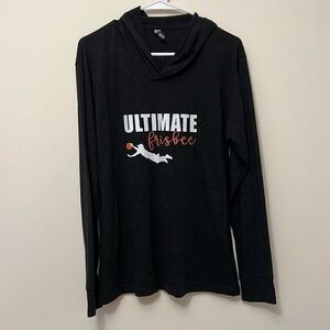 Youth boys size medium Next level Ultimate Frisbee charcoal hooded shirt.